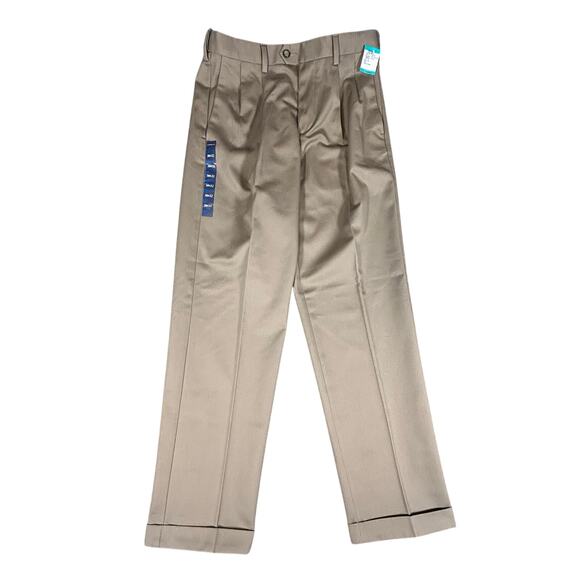 NWT Croft & Barrow Premium No Iron Pleated Pants Mens Sz 30x32 Tan 100% Cotton - Picture 1 of 10